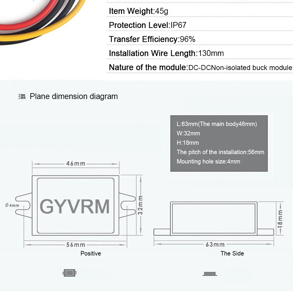 Портативный DC/DC преобразователь регулятор 12 В/24 В Шаг вниз до 5 3A 15 Вт/5 5A 25 Вт