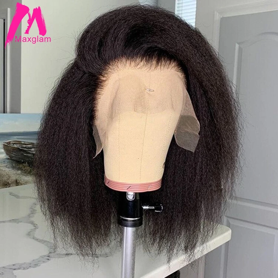 Курчавые прямые парики из человеческих волос на сетке спереди бразильские