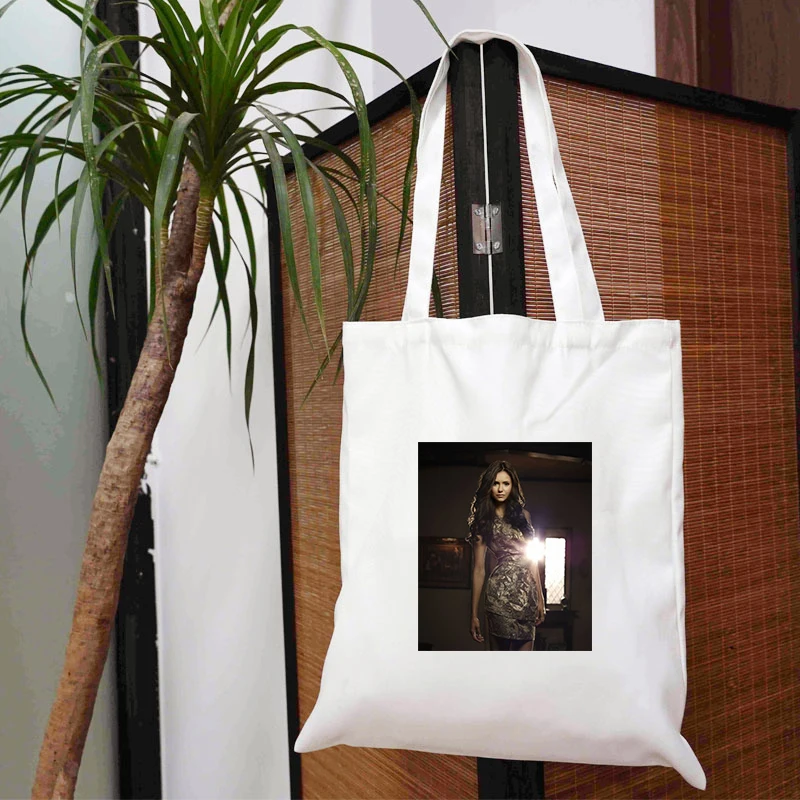 

Vampire Diaries Bags 2021 Customizable Logo Bag Anime Briefcase Designer Handbags Woman Canvas Shopper Female Tote Women Printed