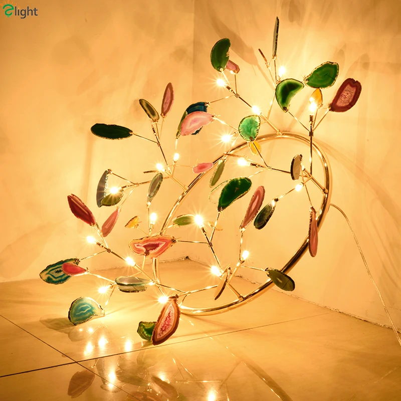 Современные светодиодные люстры из агата потолочные светильники золотого цвета