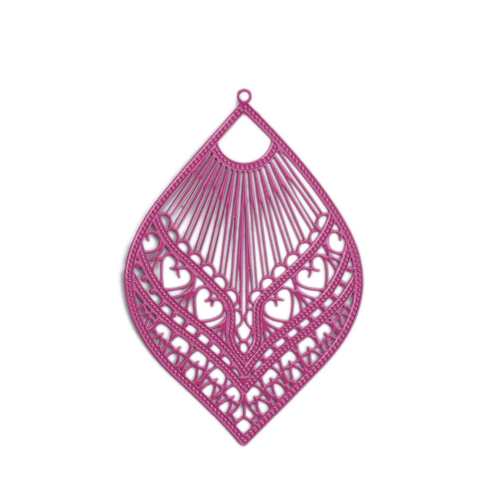 DoreenBeads, модное медное Филигранное тиснение, подвески, черные, серые, перо, стильные ювелирные изделия, сделай сам, Подвески 59 мм x 39 мм, 10 шт
