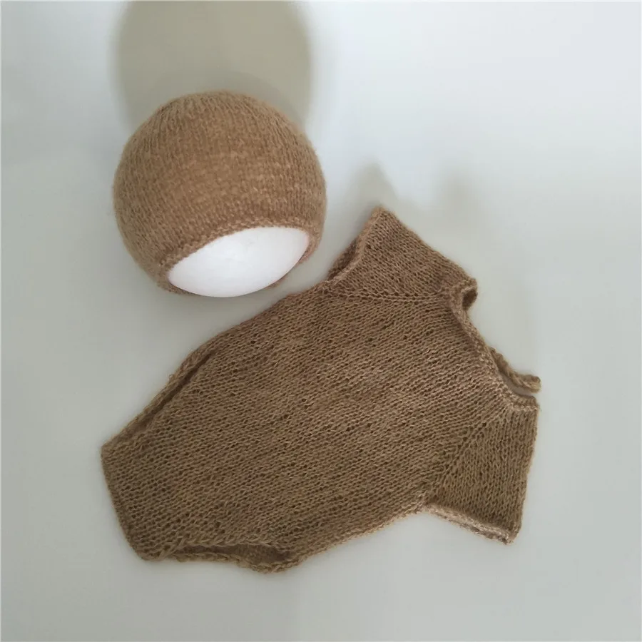 light brown Набор для фотосессии новорожденных, комбинезон для новорожденных, одежда для фотосессии, комплект для фотосессии новорожденных - Цвет: light brown