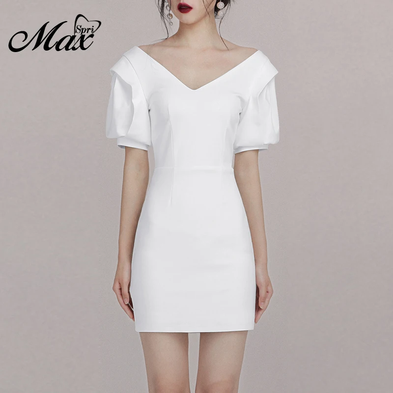 Женское платье с v образным вырезом Max Spri элегантное облегающее мини открытой