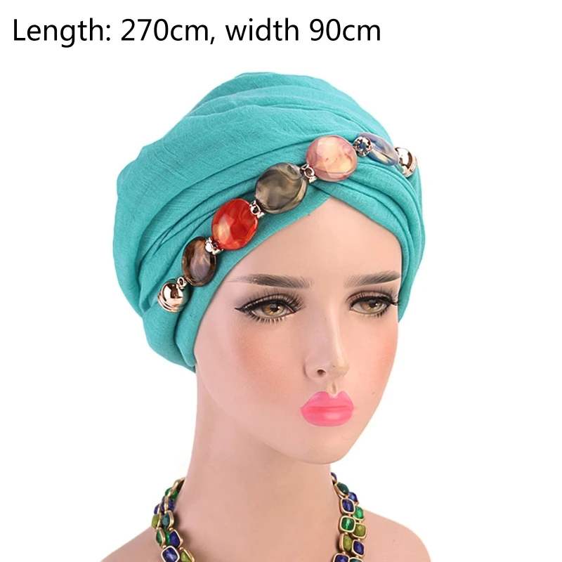 

Women Jewelry Necklace Voile Head Scarf Ethnic Shawl Muslim Hijab Turban Cap 85WB