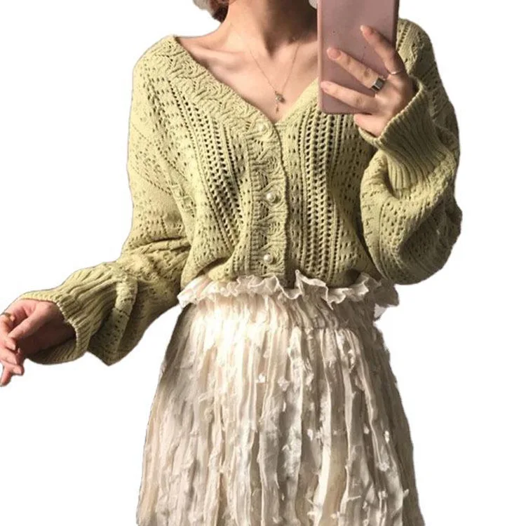 

2021 new Korean chic retro hollow sweater-30