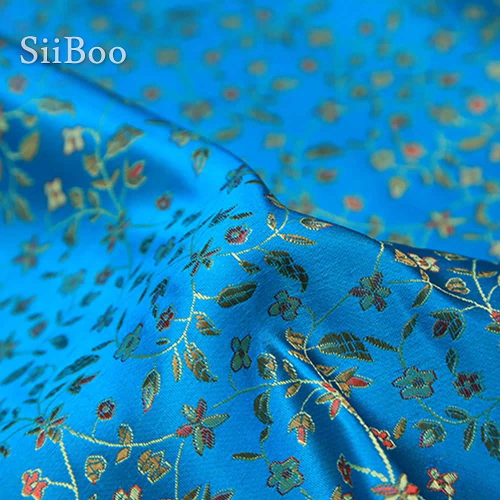 Элегантная жаккардовая ткань в пасторальном стиле оранжевого и синего цветов