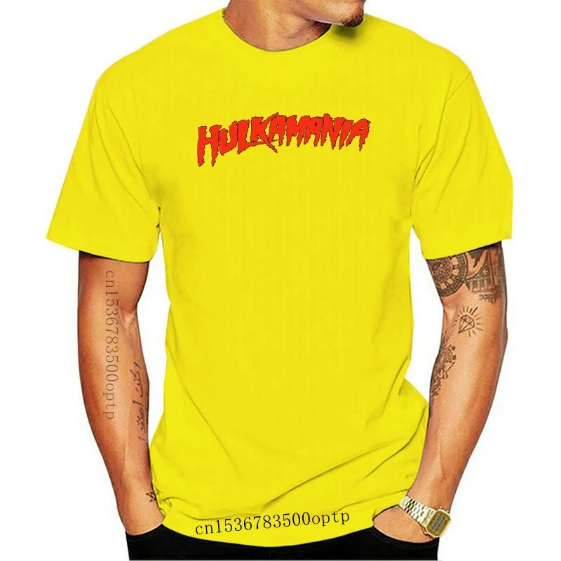 New MenYellow T Shirt Hulkamania Young Boy 80S Hip Hop Men Tees Shirts Male Short Sleeve Cheap Brand  Apparel Merch