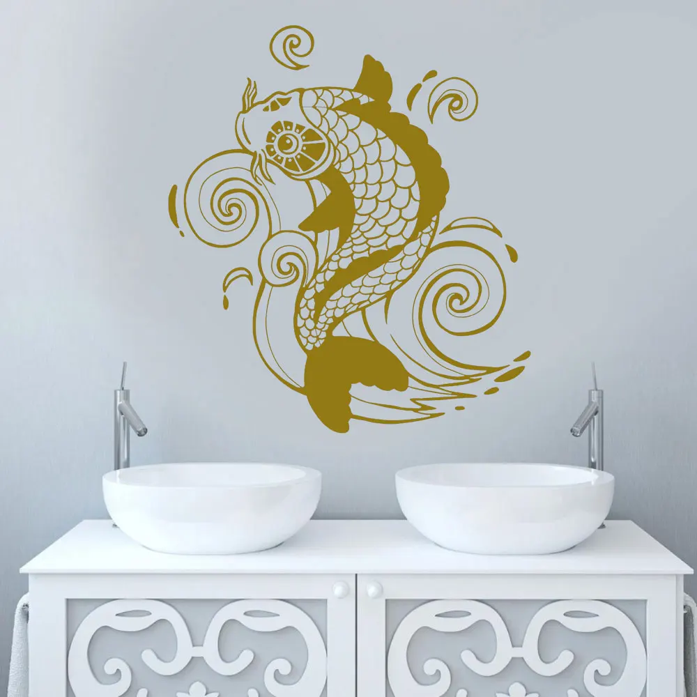 Виниловая наклейка на стену карпа Koi домашний декор гостиная Азиатский стиль