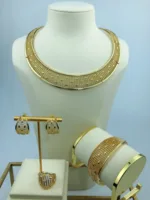 Hot Selling Big Brazil Gold Wedding Jewelry Set Trendy Gift Fashion Jewellery Sets Dubai Gold Plated Fine Jewelry Sets  A0020