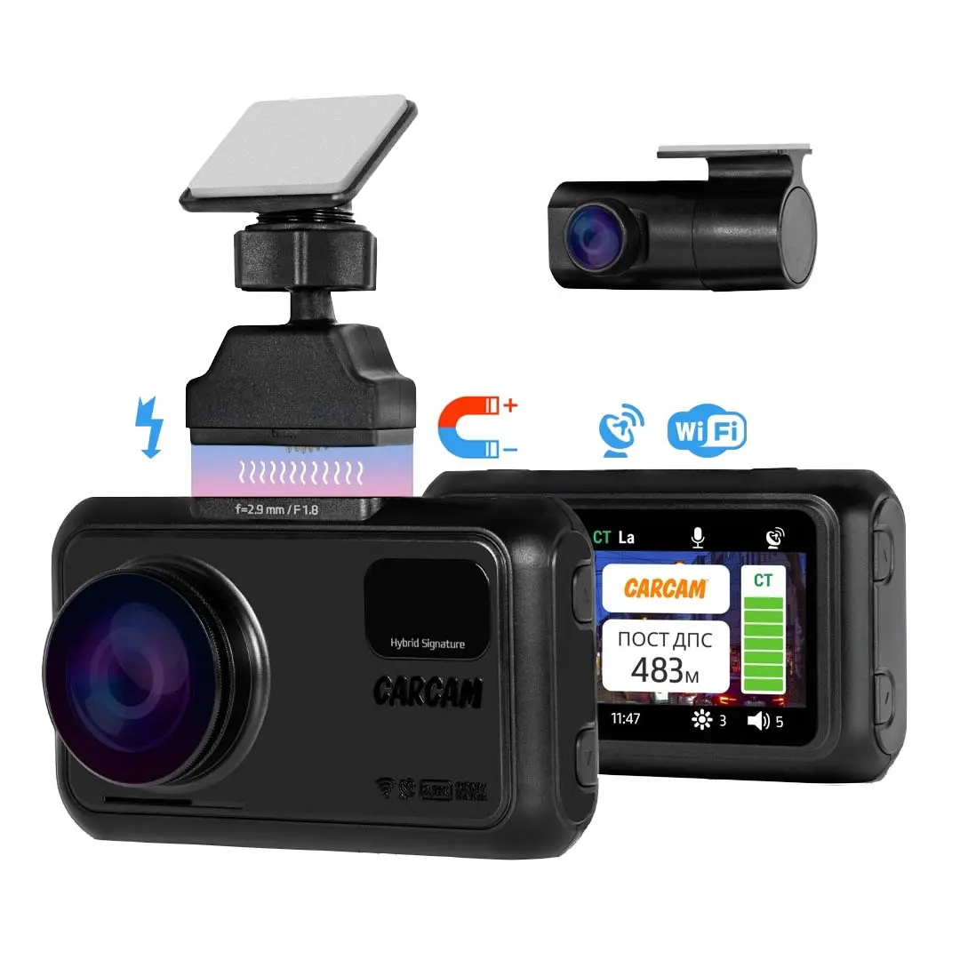 Автомобильный видеорегистратор CARCAM HYBRID 2s Signature с радар детектором и доп.