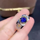Индивидуальный тренд, блестящее кольцо с голубым Цирконом для мужчин, мужское кольцо с гравировкой по бокам, ювелирные изделия