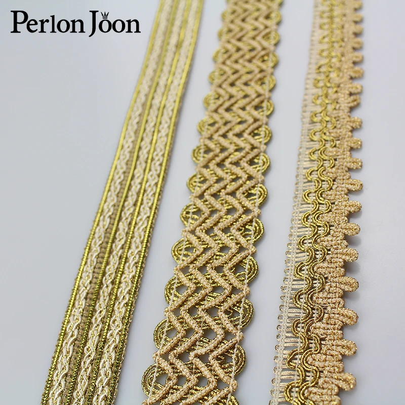 10 ярдов 3 см Новый Золотой полиэстер волна лямки одежда сумка обувь декоративные