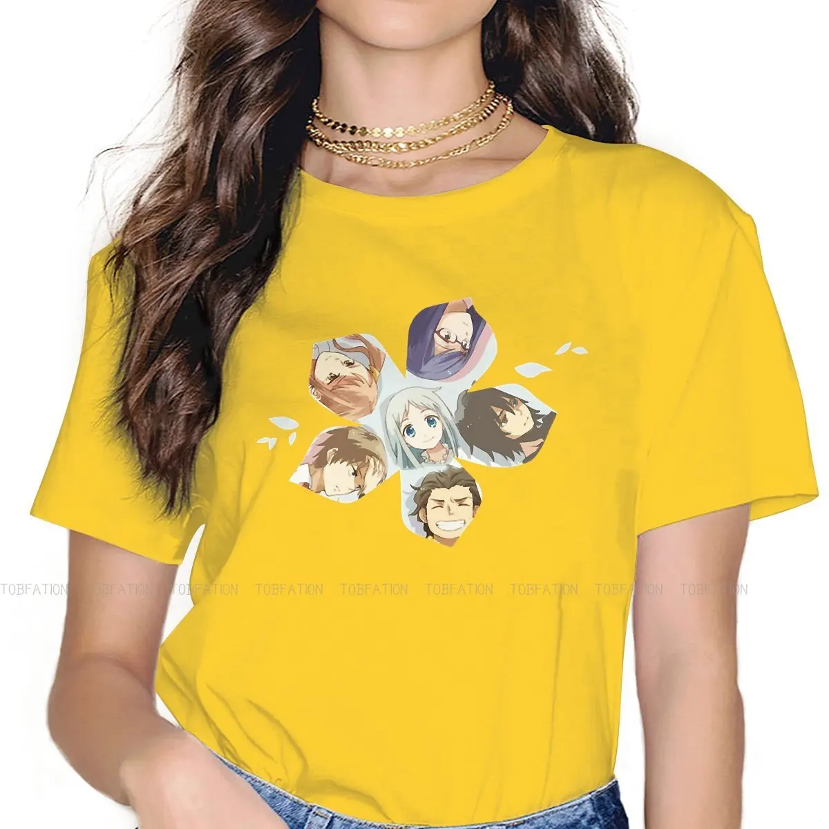 

Футболка Anohana 5XL с изображением цветов для девочек, креативная Подарочная одежда, футболка, горячая распродажа