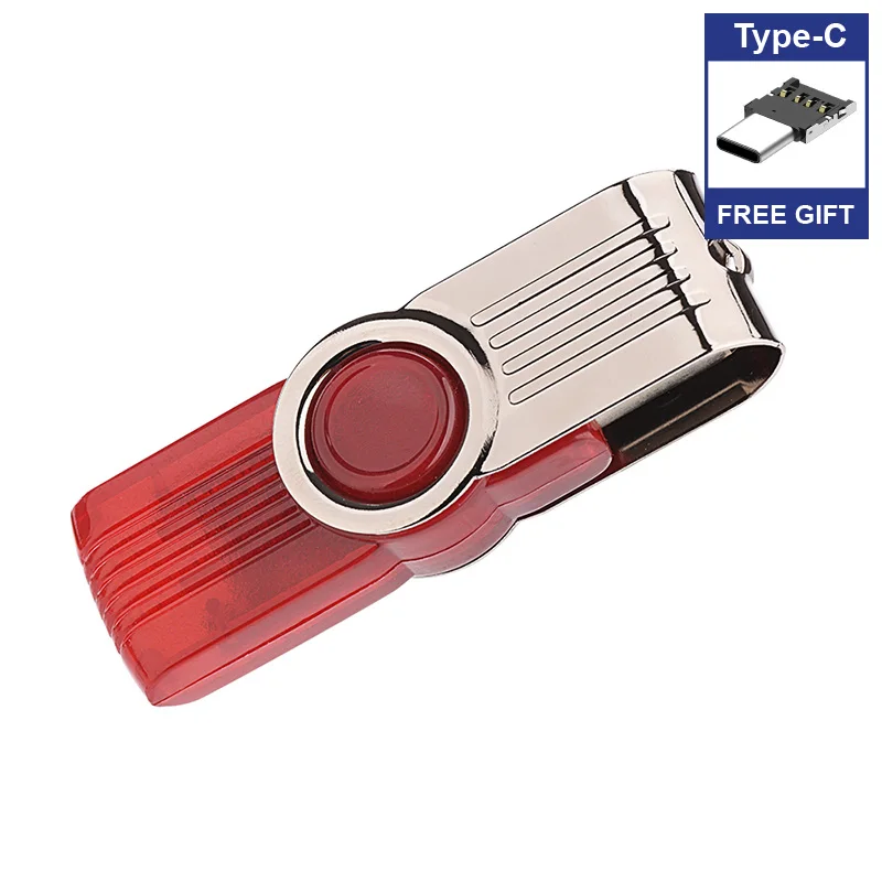 Подарочный высокоскоростной адаптер type-C USB флеш-накопитель 256 ГБ 128 Гб 64 ГБ 32 ГБ Флешка USB 2,0 карта памяти флеш-накопитель - Цвет: Red-Type-C
