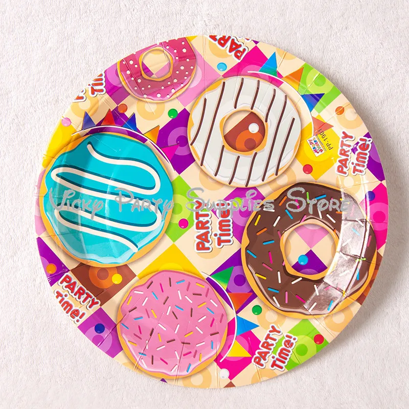 73pcs/lot Chocolate Donut Disposable Tableware Set Wedding Birthday Anniversary Baby Shower Plate Cup Party Decoration Supplies | Дом и сад