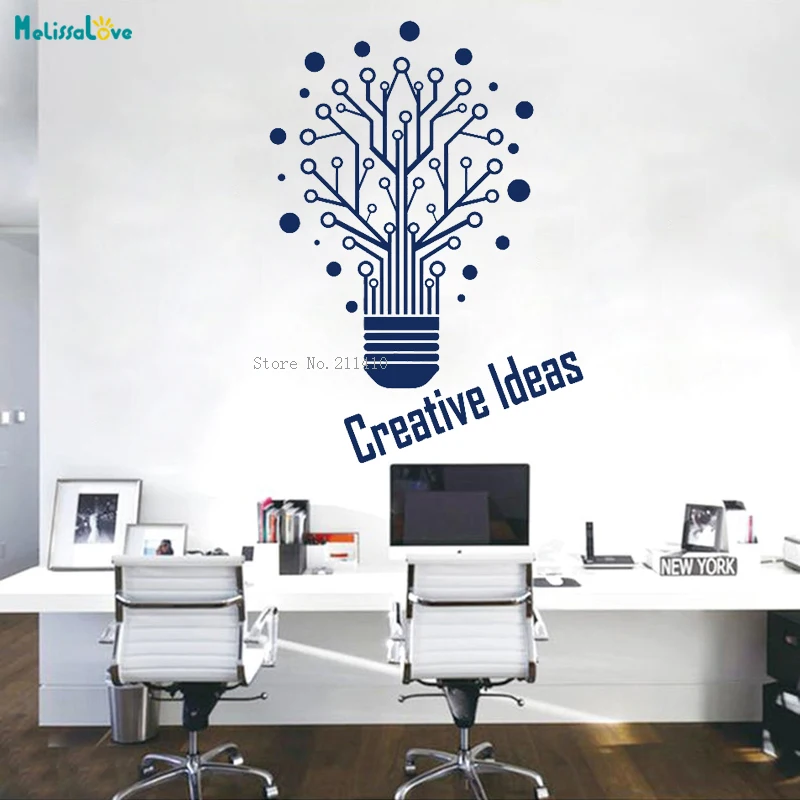 Виниловая настенная наклейка с лампочками креативные идеи слова логотип Офисная