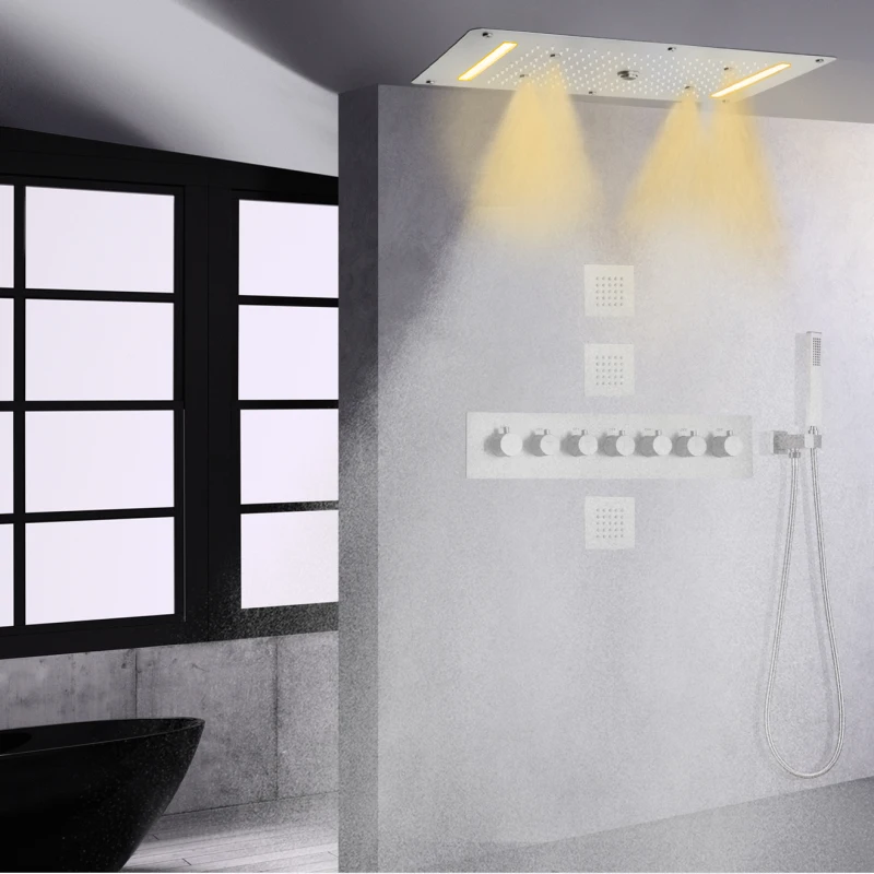 Rain Shower  Mixer Set 700x380 Mm Led Bathroom Thermostatic 