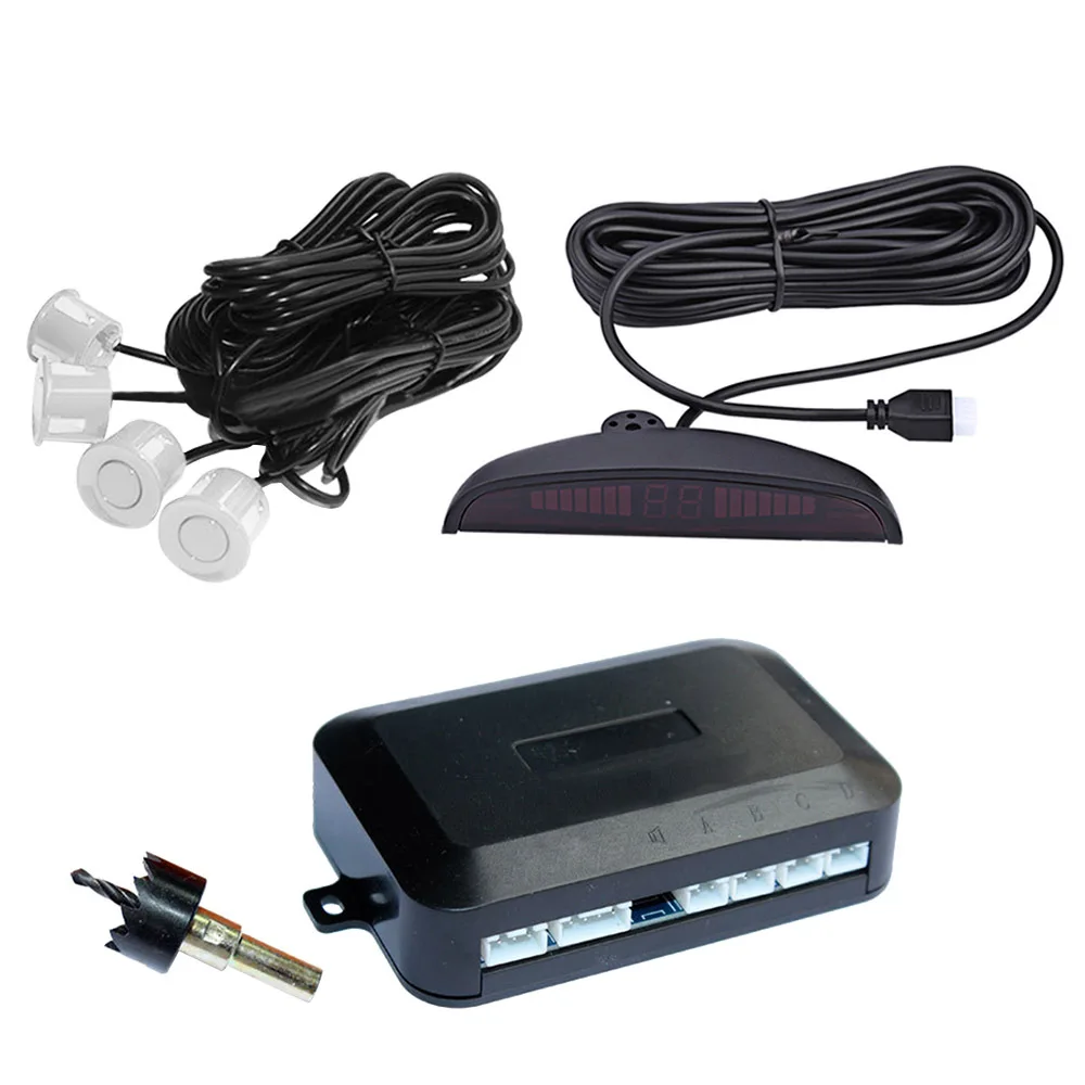 LED Display Car Parking Sensors 4 Radars Kits 22mm Ultrasonic Monitor Detector System Automobile Security Alert System