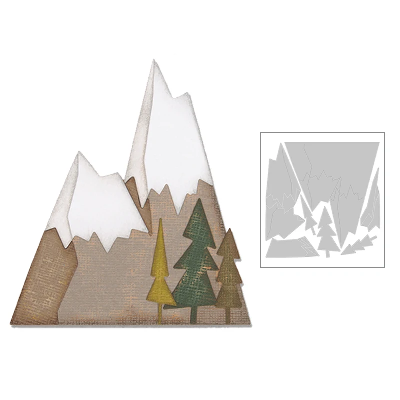 

Новинка 2020, металлические Вырубные штампы в виде рождественской елки и Снежная гора, высечка, Скрапбукинг для рукоделия, изготовление поздр...