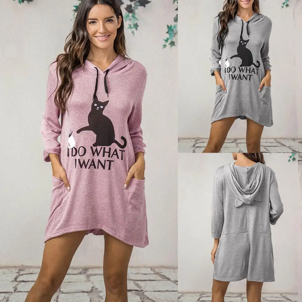 Женские повседневные толстовки с капюшоном и принтом кошачьих ушей рубашки