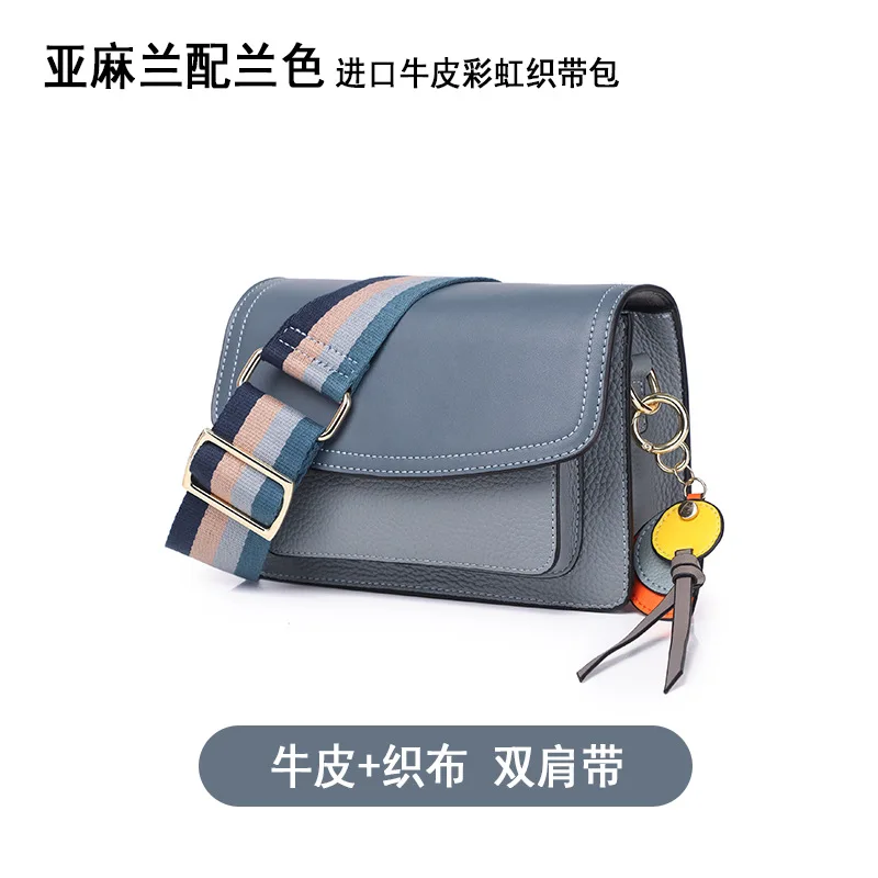 light blue Женские сумки через плечо из натуральной кожи, роскошные дизайнерские, женская сумка-мессенджер, сумки через плечо для женщин с широким плечевым ремнем - Цвет: light blue