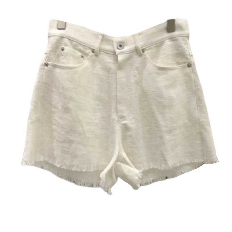

2021 New Fashion Solid Color Hot Denim Shorts Women Tassel Hem High Waist Zipper Button Bottoms Summer Casual Short Pants 80304