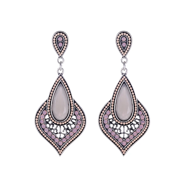 

Summer Fashion Glamour Ethnic Pink Yellow Water Drop Love Multicolor Beading Bohemian Style Earrings Ladies Jewelry Wholesale