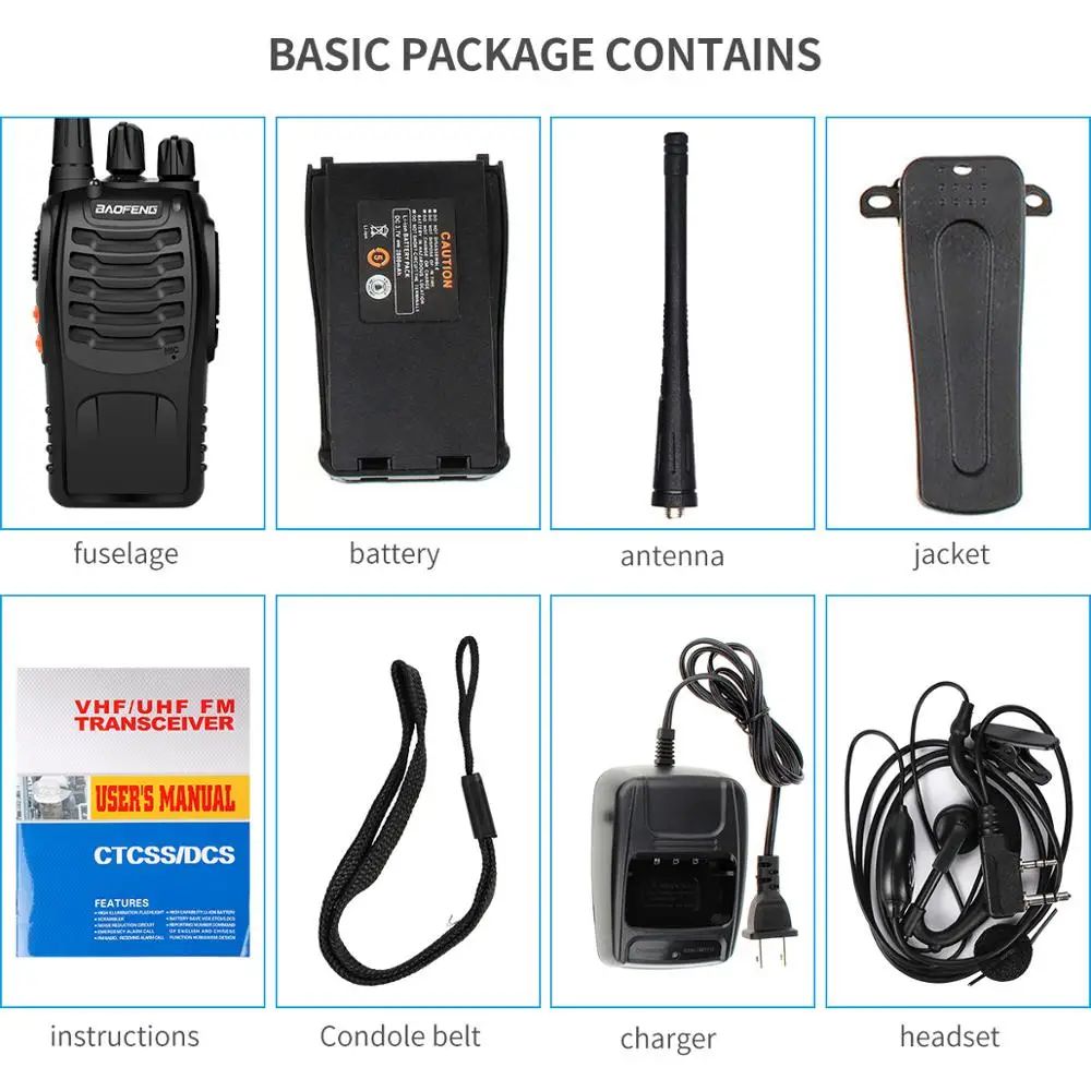 Baofeng BF-666S Walkie Talkie Portable Radio 16CH UHF 400-480MHz 2800mAh battery BF666S 5W Comunicador Transmitter Transceiver