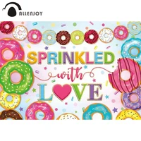 allenjoy sprinkled with love donut backdrop sweet baby shower birthday party decoration custom poster wallpaper photo booth