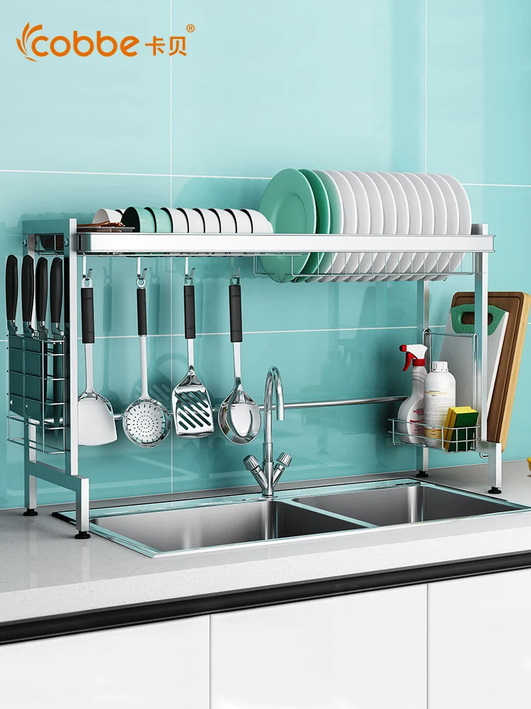 

Кухонный стеллаж из нержавеющей стали 304, сушилка над раковиной, раковиной, посудомоечной машиной, посудой и палочками для еды