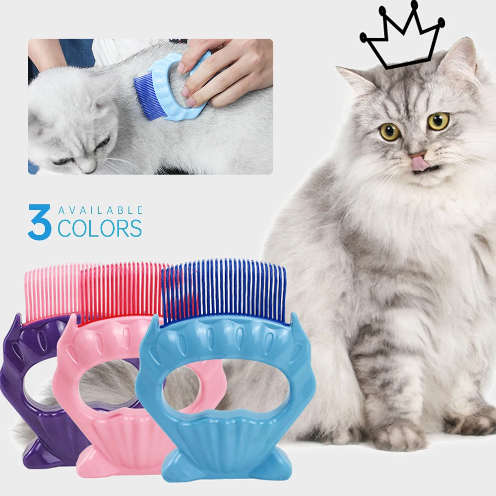 Массажная щетка для ухода за кошкой с ручкой в форме ракушки удаления волос