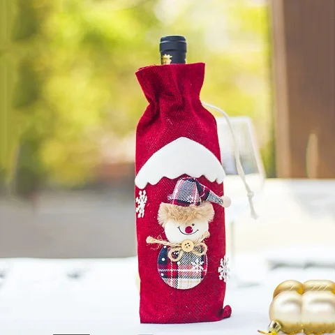 Red snowman Navidad/Новинка года; Рождественская бутылка для вина; пылезащитный чехол; рождественские украшения для дома; Noel Deco; вечерние праздничные украшения - Цвет: Red snowman