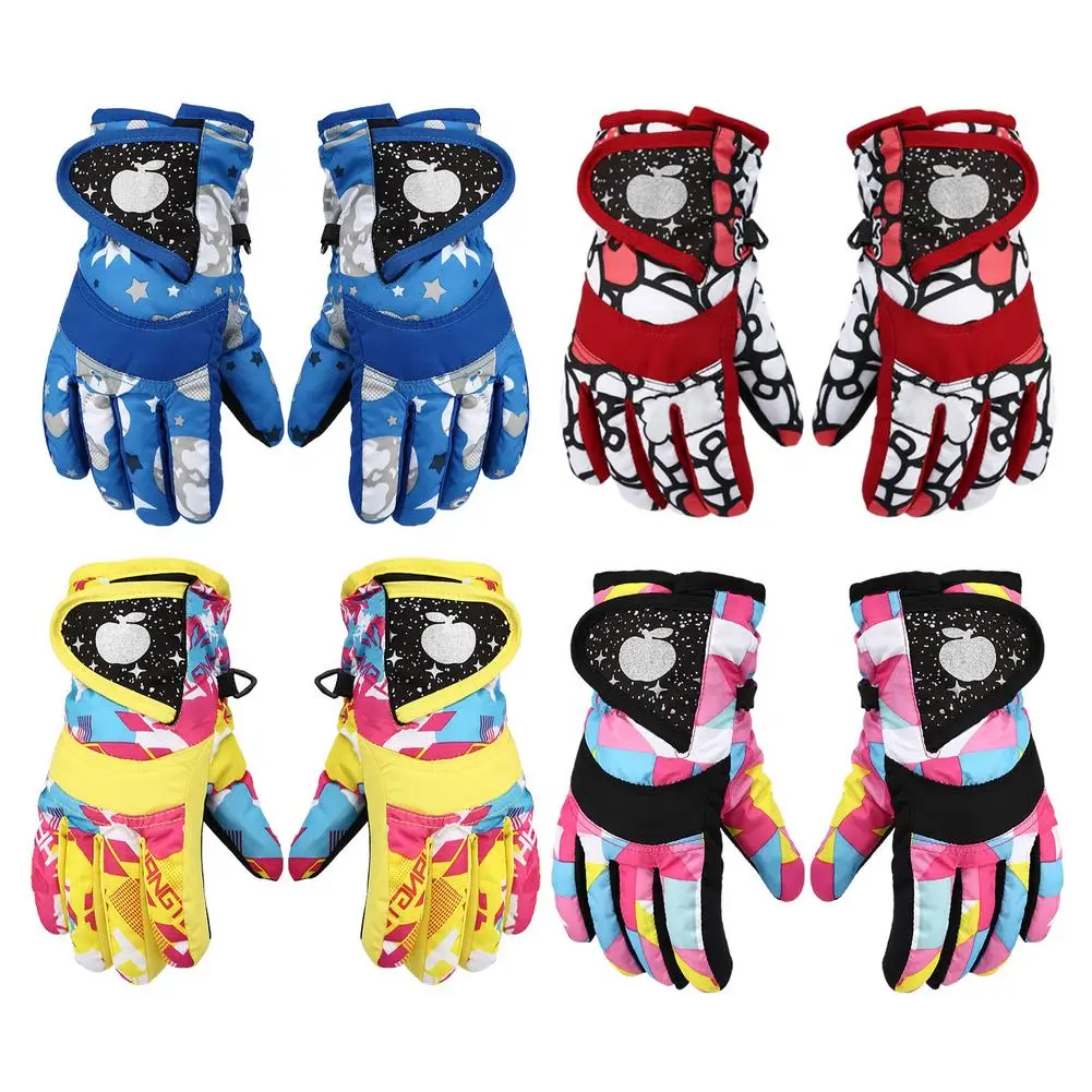 

Зимние лыжные перчатки, водонепроницаемые ветрозащитные перчатки для мальчиков и девочек, Нескользящие теплые рукавицы для велоспорта, ул...