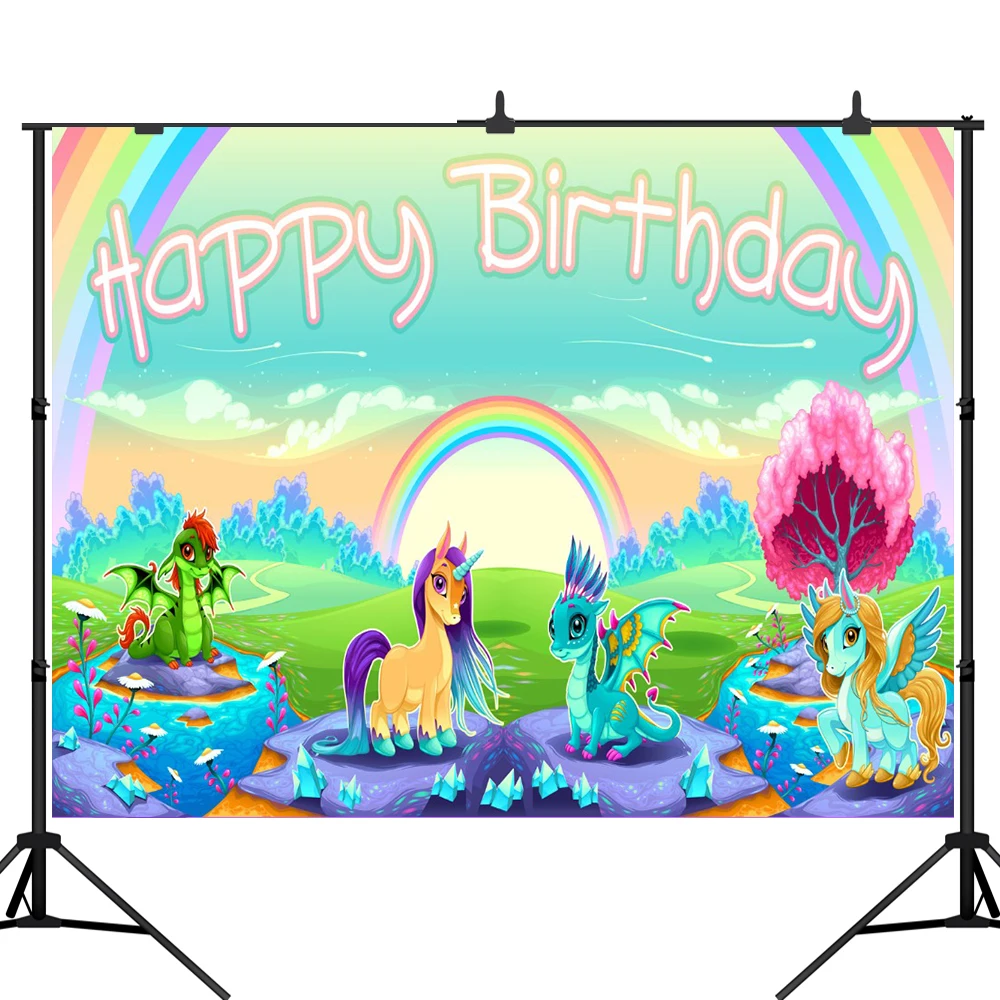 

Lyavshi единорог Радуга дерево ребенок дети День Рождения вечерние графия фон для фотостудии
