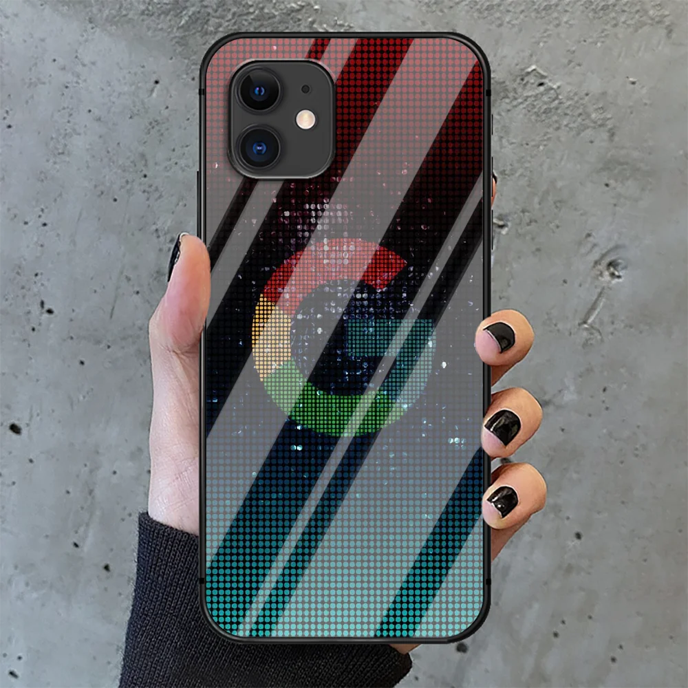 

Googles Logo Phone Tempered Glass Case Cover For IPhone 6 6S 7 8 11 12 X Xr Xs Se 2020 Pro Max Plus Mini Bumper Waterproof Tpu