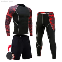 men thermal underwear winter long johns compression fitness tights mma sportswear tracksuits male quick dry sweat jogger suit