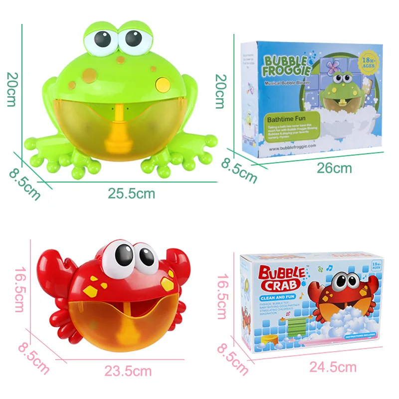 Baby Bath Toys Blowing Bubble Machine Crabs Frog Music Kids Toy Bathtub Soap Maker Bathroom Water for Child | Игрушки и хобби