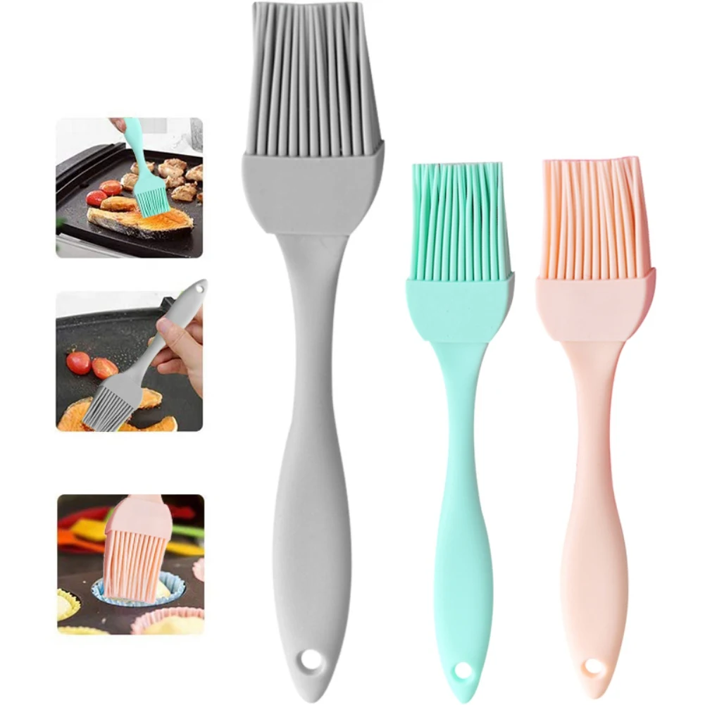 

3PCS Silicone BBQ Oil Brush Basting Cooking Heat Resistant Oil Condiment Brushes Kitchen Bar Cake Baking Tools Utensil Supplies