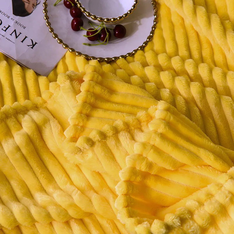 Solid Color Velvet Weighted Blanket Household Sofa Cover Bed Sheet Super Soft Striped Warm Knitted Blankets | Дом и сад