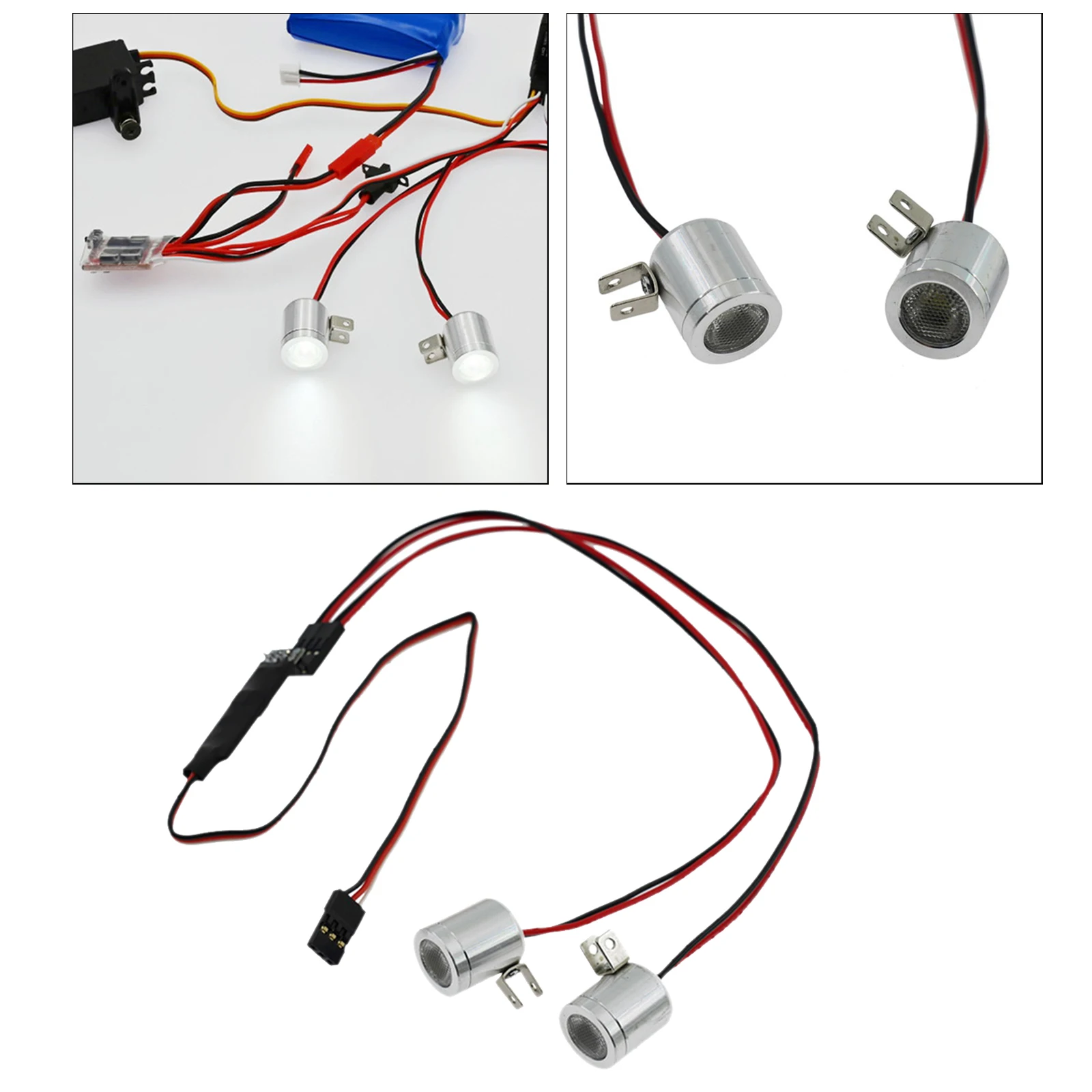 

RC 2 Leds Light Control Switch LEDs Spotlight Head Light for 1:10 1:8 RC Car