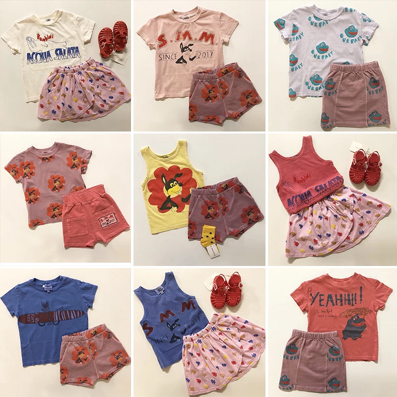 

FD ins 2020 spring and summer new boys and girls cotton skin-friendly short-sleeved T-shirt shorts half skirt suit