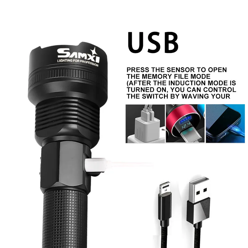 Перезаряжаемый светодиодный фонарь высокой мощности для самообороны