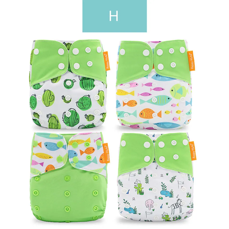 H only diaper Happyflute 4 шт./компл. моющиеся Экологичная ткань с ромбовидным узором регулируемые подгузники многоразовые подгузники из ткани тканевые подгузники подходит на Возраст 3-15 кг для малышей - Цвет: H only diaper