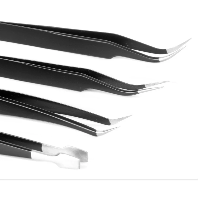 9pcs Stainless Steel Anti-Static Eyelash Tweezers Tool Kit With Leather Case Grafting Extension Eyebrow Forceps | Красота и здоровье