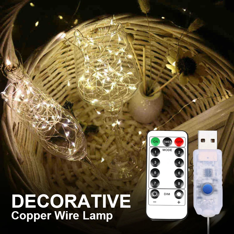 Светодиодная гирлянда с медной проволокой Рождественский венок комнатное