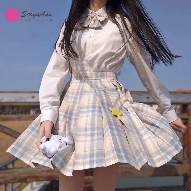 

[Lemon & Sea Salty] Student JK Uniforms Girls Japanese Sweet School Uniform Long/Short Sleeve Sailor Costume Pleated Skirt Suits