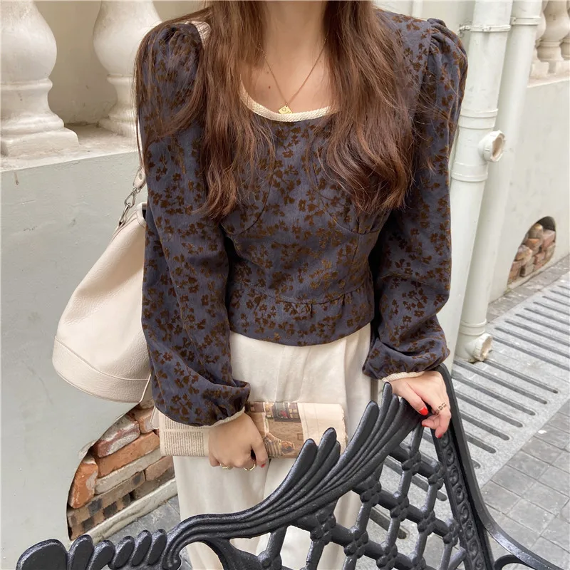 

RUGOD 2021 spring refresh sweet floral print women's shirt elegant mild praire chic styilsh shirt new ougoing spring shirt 2021