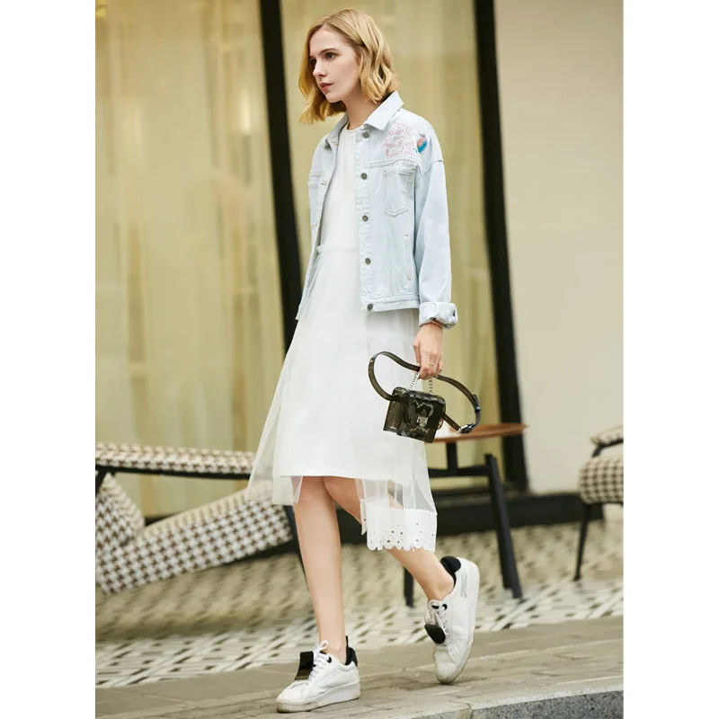 Amii летнее женское лоскутное платье повседневное однотонное кружевное с коротким