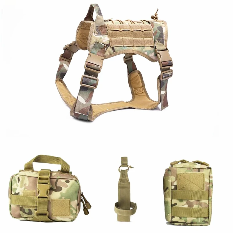 

Тактический военный комплект жилетов для собак, полицейский охотничий жилет K9 с системой «Молле», жилет для улицы с чехлом и сумкой для буты...
