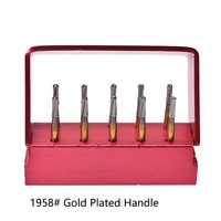 10pcsbox high speed dental drill tools dentist broken crown needle for break crown endodontic gold plated handle 1958